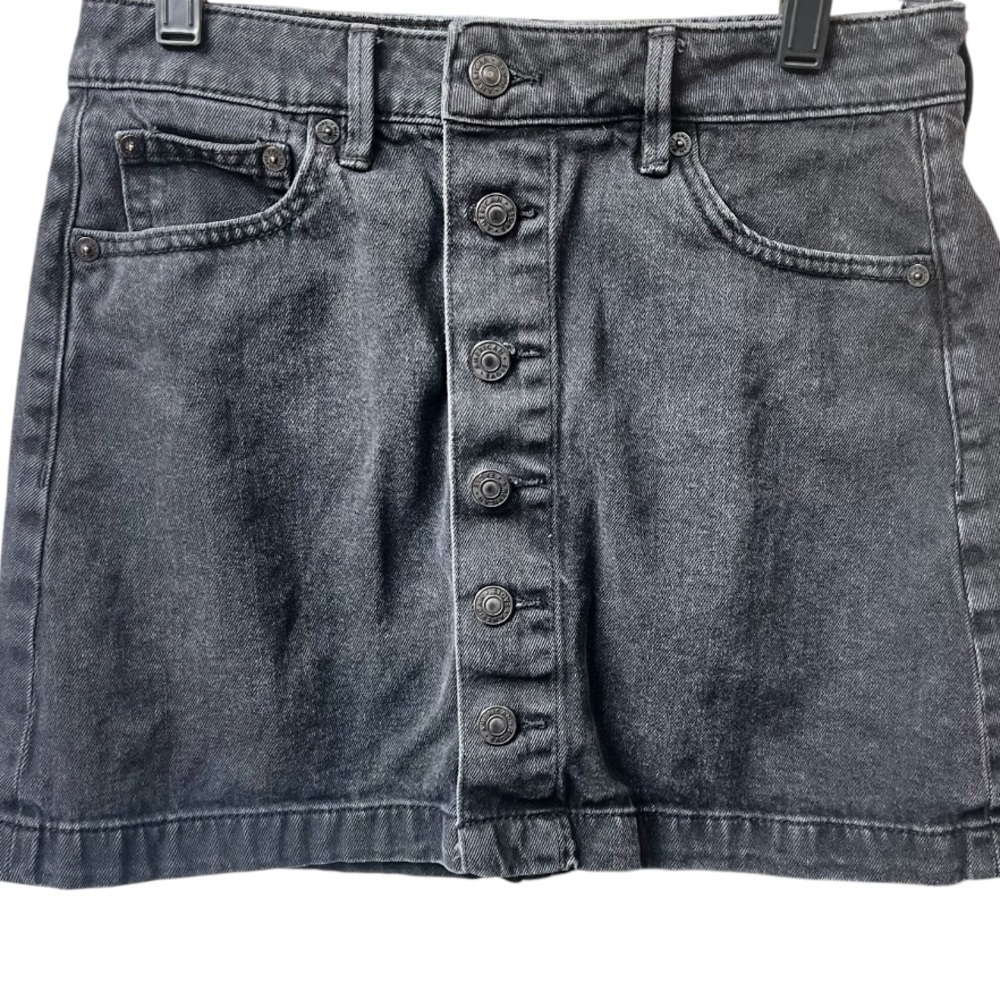 American Eagle Outfitters Black Super Hi-Rise Denim Aline Mini Skirt size 2